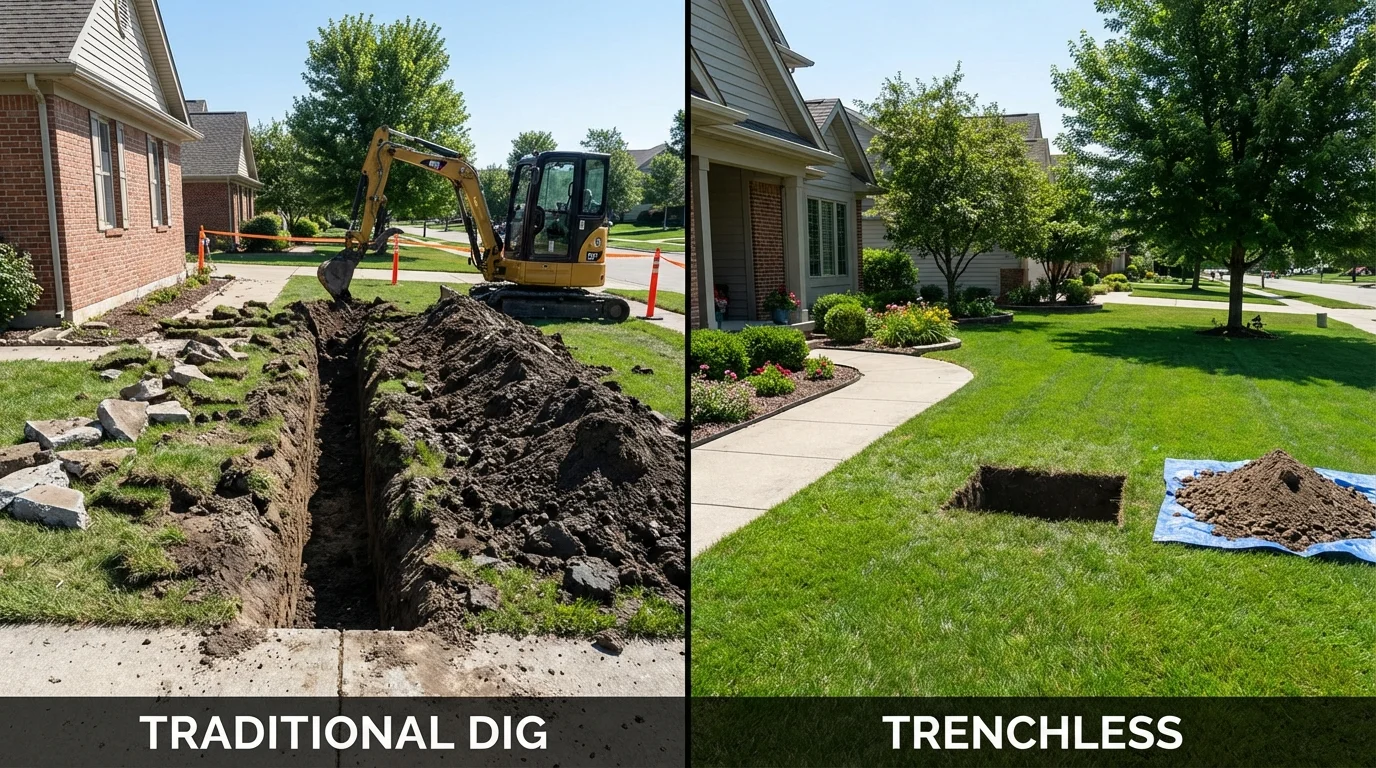 Trenchless sewer repair with minimal yard damage versus traditional excavation in Saint Maries, ID
